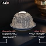 Cello Porcelain Tealight Holder Dome Elephant 3D Projection Gift view 2
