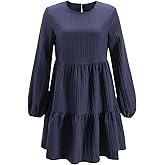 winkbay Women's Ruffle Short Dress Fall Elegant Casual Long Sleeve A Line Flowy Going Out Dresses