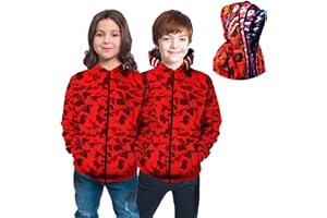 Cetucky 2024 new shark mouth loose sleeve hoodies funny teens boys zipper jacket camo shark jaw blue teenage boy girl jacket