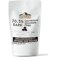 2 LB Cacaoholic Dark Couverture Chocolate Chips | 70.5% Cocoa | Resealable Stand Up Pouch