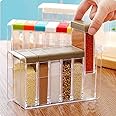 PDFans Spice Shaker, 6 Pcs Seasoning Rack Spice Pots Storage Container Condiment Jars with Tray for Salt Sugar Cruet