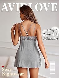 Avidlove Womens Lingerie Lace Trim Sleep Dress Sexy