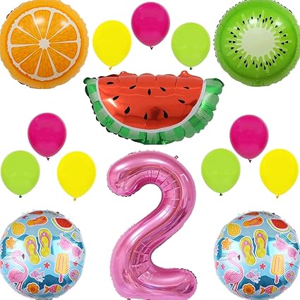 Amazon Com Fruit Theme 15pcs Balloon Pack For 2nd Birthday Baby