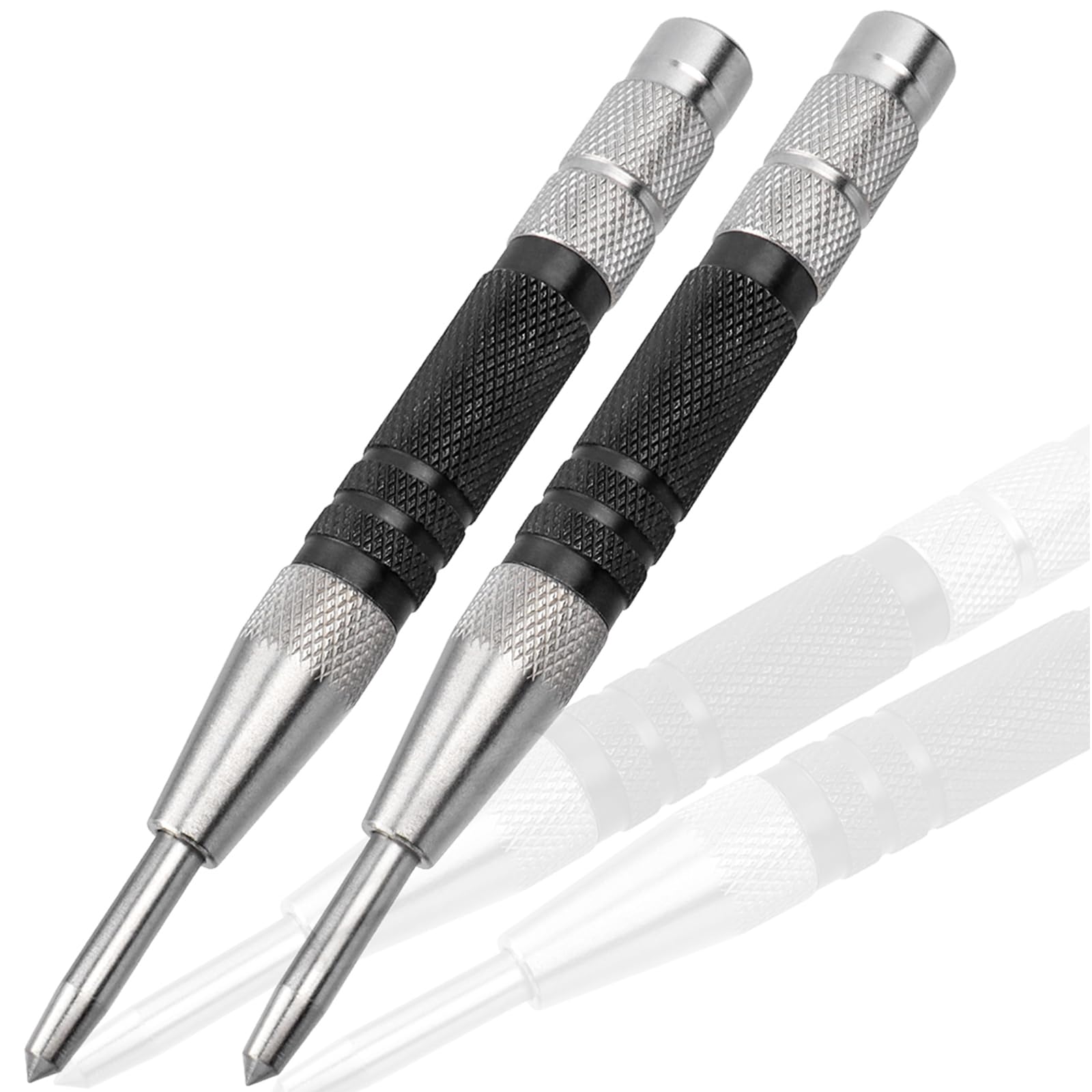 Treki 2 Pcs Automatic Center Punch 155mm Spring Loaded Center Hole Punches Adjustable Center Puncher Drilling Holes Tool for Metal Wood Plastic Glass Drilling