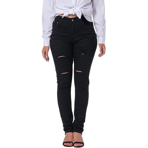 Saodifenxiang Women's White Hight Waisted Butt Lift Stretch Ripped Skinny Jeans Distressed Denim Pants