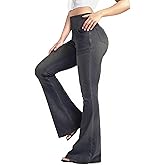 BlueRose Knit Stetchy Flare Jean for Women,Jean Leggings with Pockets High Waisted Pull on Bell Bottom Yoga Pants