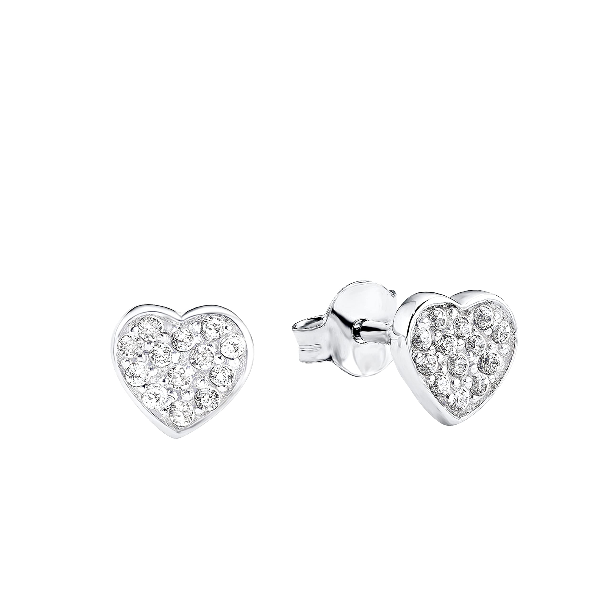 s.Oliver Stud earrings Ear jewelry, with Zirconia synth., 6 cm, Silver, Heart, Comes in jewelry gift box, 9101870 — image 1