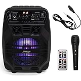 JMFinger Portable Bluetooth Karaoke Machine for Kids & Adults, Wireless PA Loudspeaker System with Colorful LED Light,FM Radi