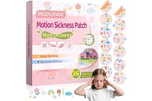 MQXUNMI 36 Count Motion Sickness Patch, Non Drowsy- Sea Sickness Patch, Relieves Dizziness from Carsickness and Sea Sickness 
