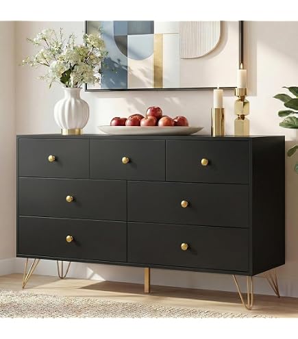 Amazon.com: CHUWELL 47.2" Wide Black Dresser for Bedroom, Modern 6 Drawer Chest of Drawers with Gold Metal knob, Large Wood Dresser for Bedroom, Entryway, Hallway : Home & Kitchen Amazon.com: CHUWELL 47.2" Wide Black Dresser for Bedroom, Modern 6 Drawer Chest of Drawers with Gold Metal knob, Large Wood Dresser for Bedroom, Entryway, Hallway : Home & Kitchen
