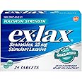 Ex-Lax Maximum Strength Stimulant Laxative Constipation Relief Pills for Occasional Constipation, Gentle Laxatives - 24 Count