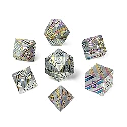 DNDND Rainbow Stripe DND Metal Dice Set,7 PCS Zinc