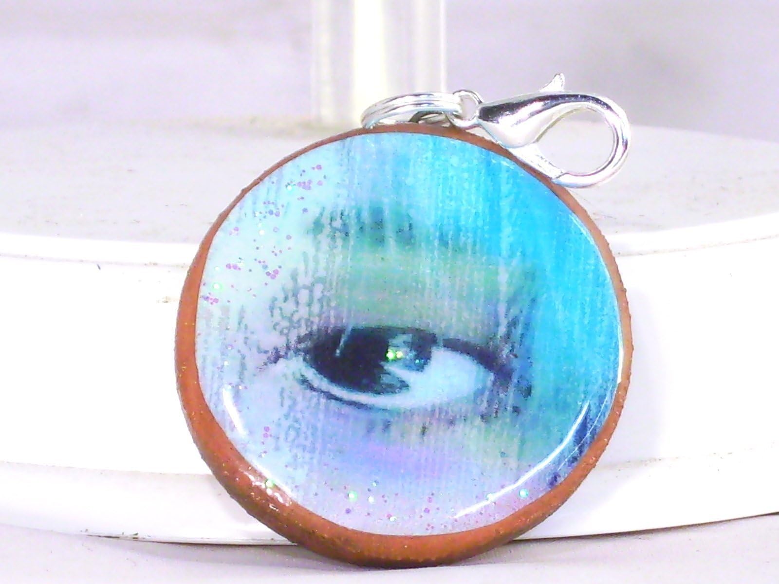 1.25" Artistic Photo Zipper Pull Eye On You Selfie Ceramic Clay Purse Charm Necklace Clip On OOAK Monster High Doll Art Photography