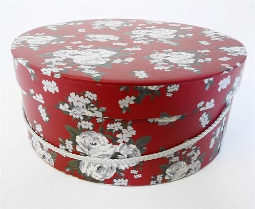 Diseño de rosas Vintage redondas para sombreros cajón para guardar cajas de diseño de perro + mango [Tamaño Grande 36 x 15,5 cm]: Amazon.es: Hogar