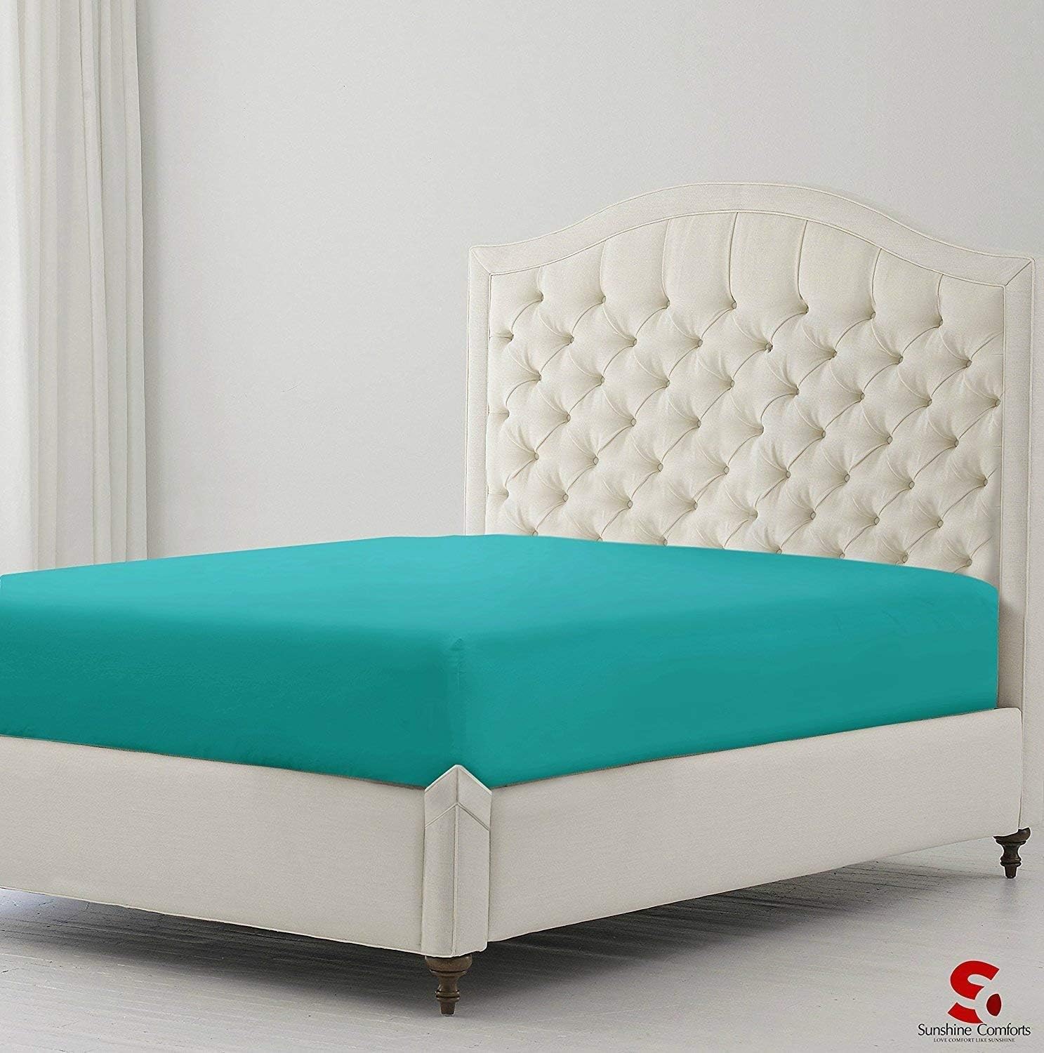 Sunshine Comfort® Percale Cotton Rich 180 Thread Count Non Iron 25cm Fitted Bed Sheets (Super King, Teal)