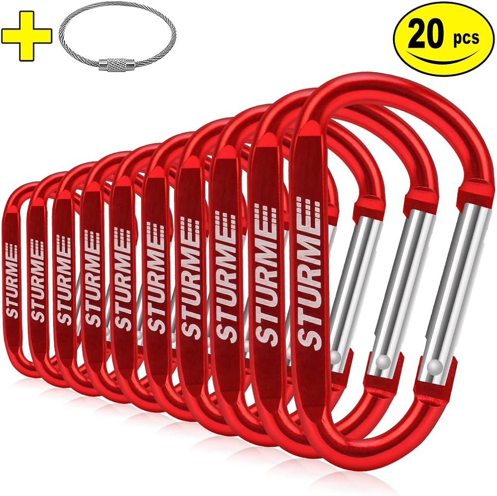 STURME 20pcs 2.7" Carabiner Clip Durable Carabeaner Hooks Small Carabiner D Clip : Sports & Outdoors