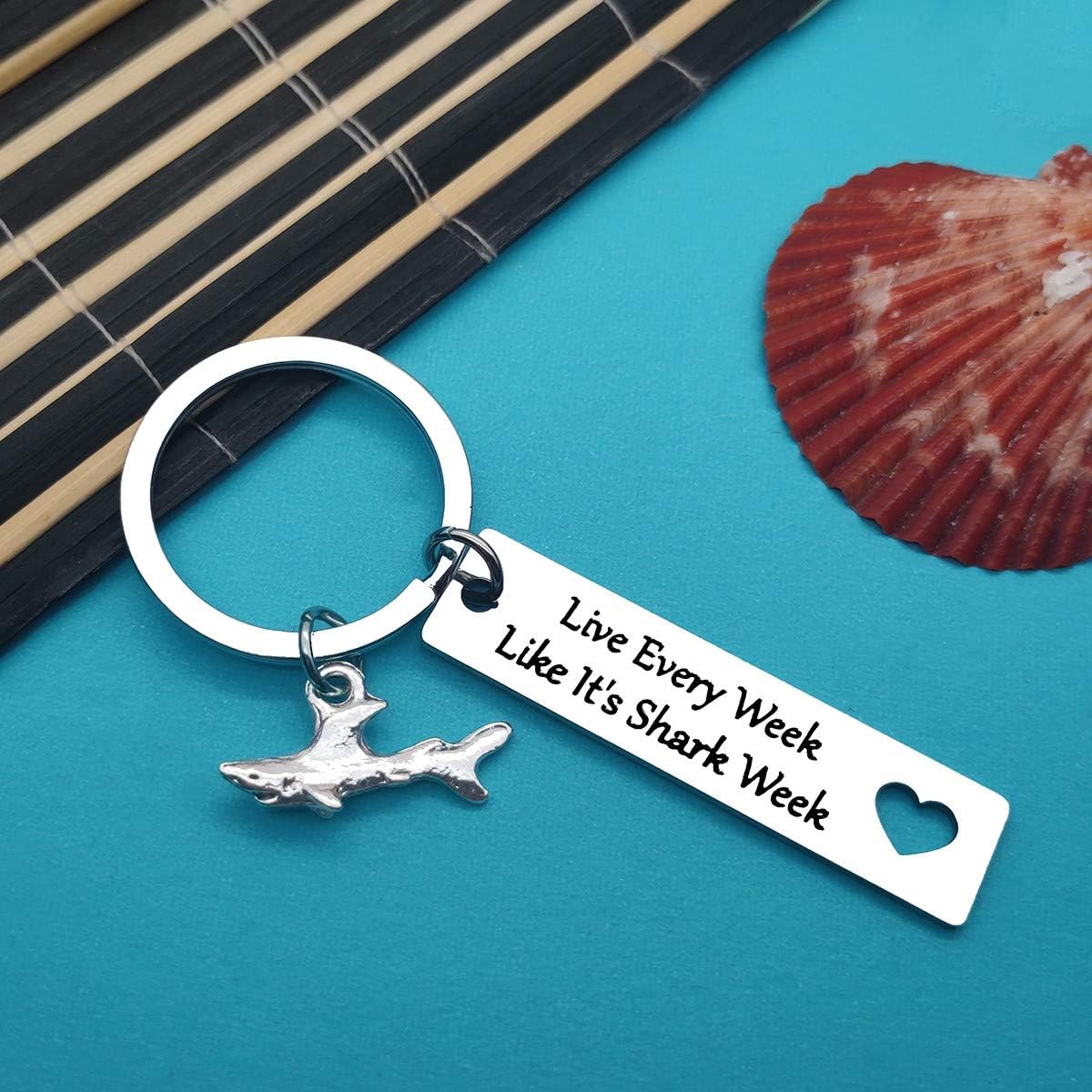 Huwujiu Shark Gifts Keyring Live Every Week Like It's Shark Week Keyring Shark Lover Gifts Shark Stuff Diver Gifts Keyring Shark Week Gifts for Women Men Boys Girls - Image 5