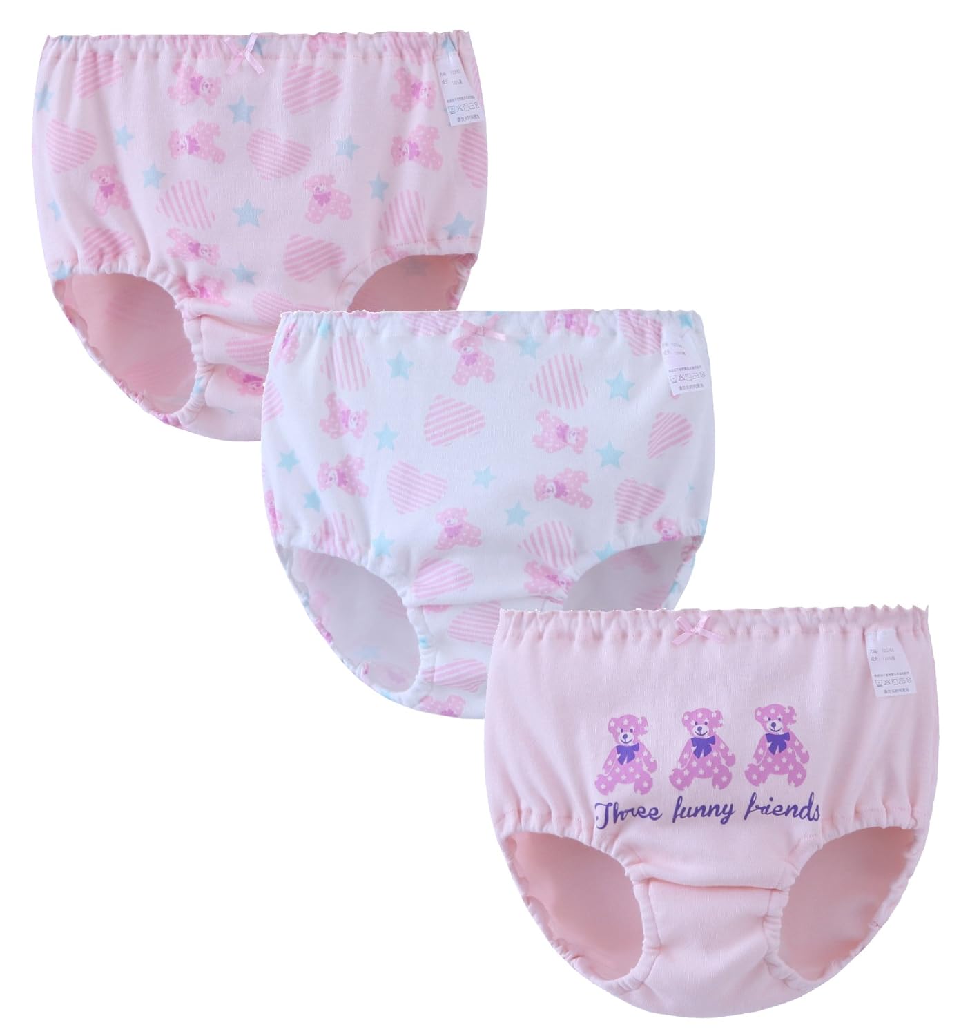 Buy ABClothing Girls' Teddy Bear Underwear Girls' Set of 3 Organic