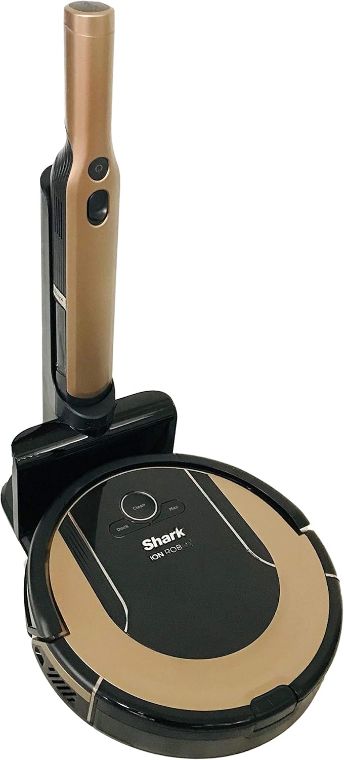 Shark ION Robot Vacuum Cleaning System S86 RV852WVQ with Wi-Fi App Google Assistant and Alexa with Smart Sensor Navigation and Cordless Lightweight Handheld Vacuum for Pet Hair (Renewed) Bronze