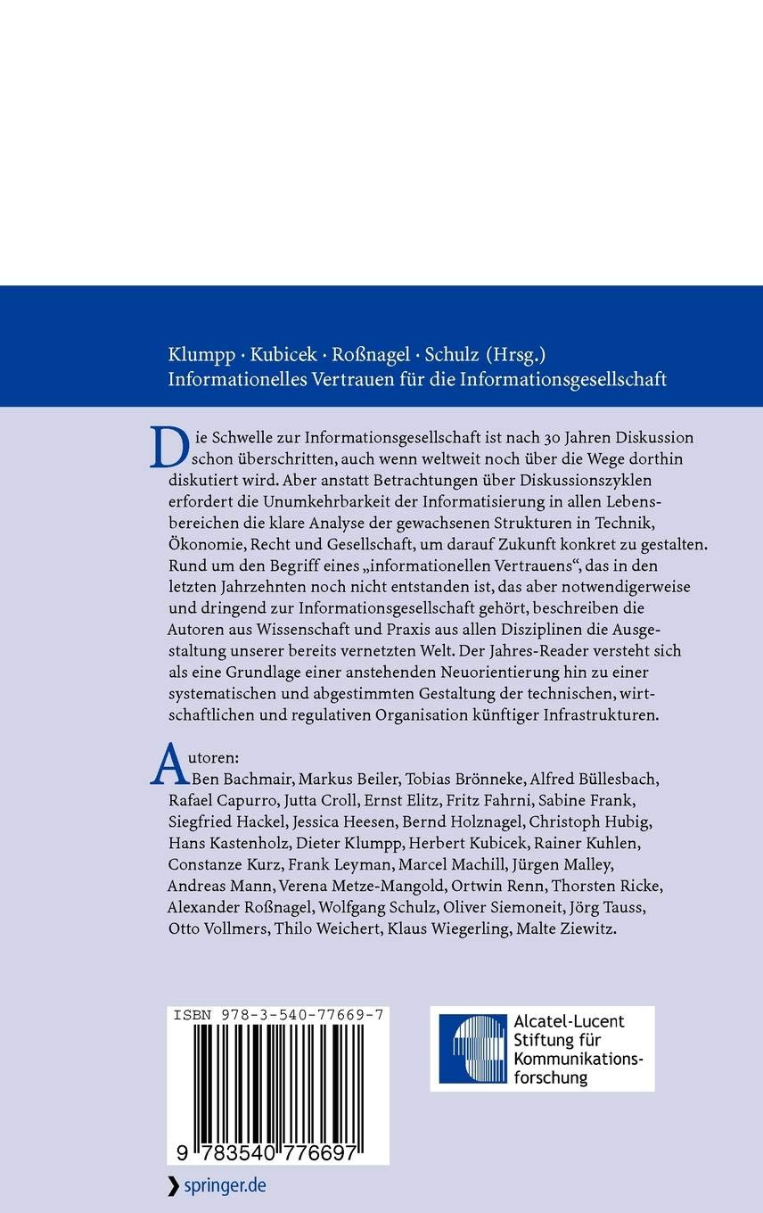 Informationelles Vertrauen Für Die Informationsgesellschaft - 