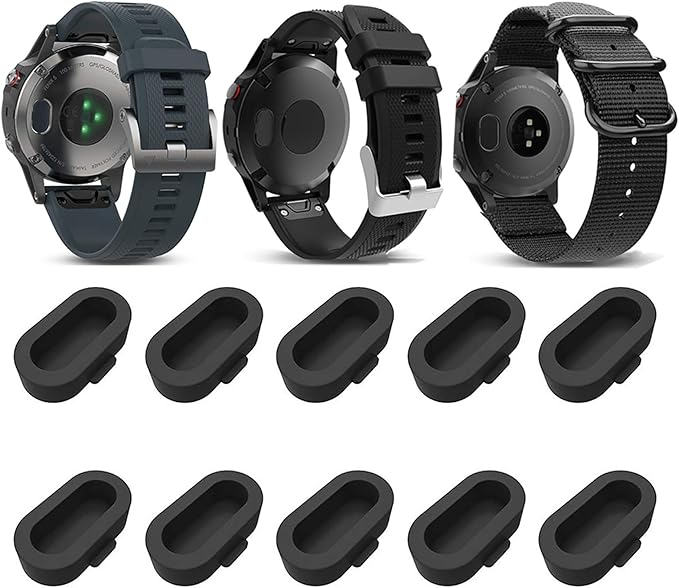 [10 Pack Black] Compatible Garmin Venu Charger Port Protector, Silicone