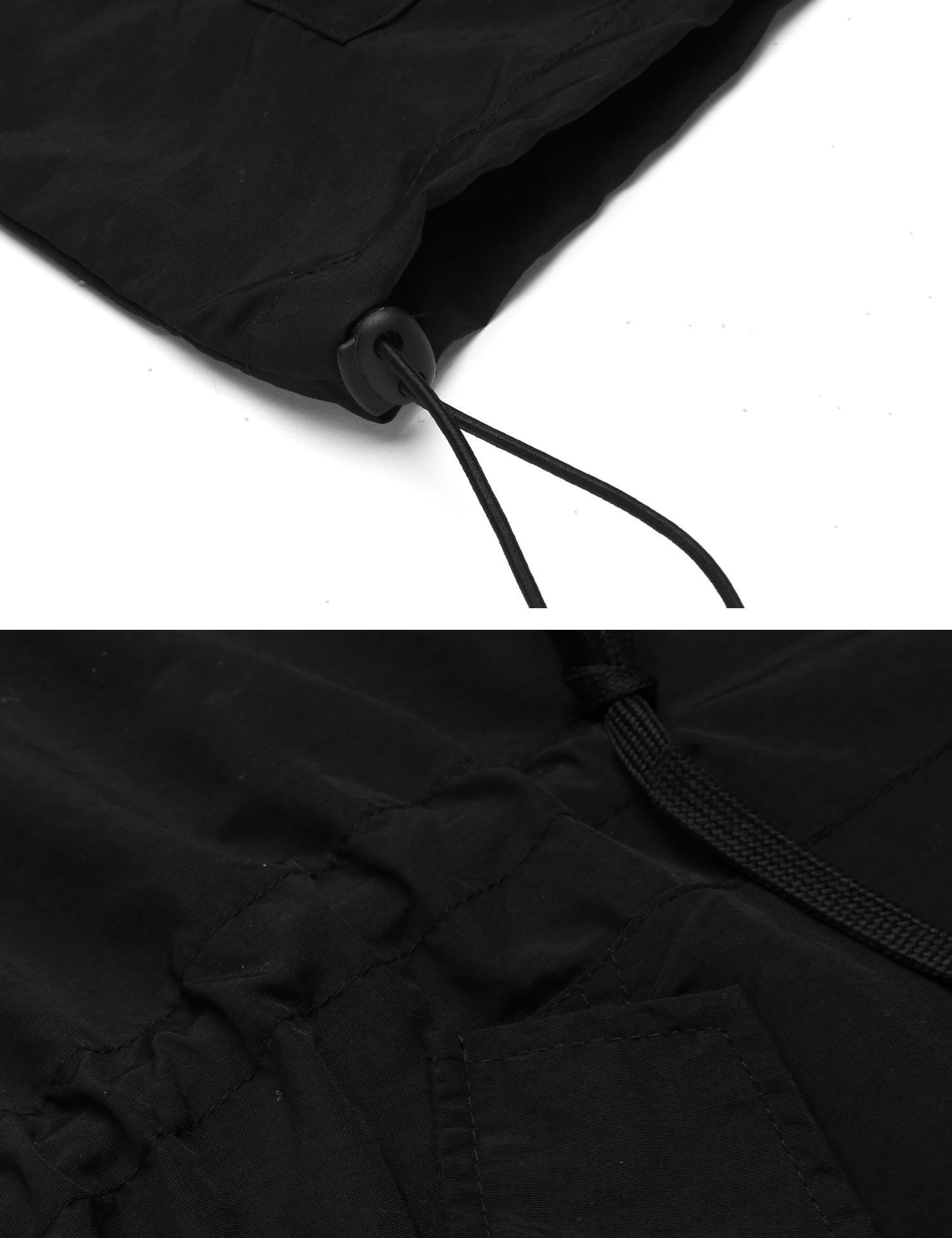 FineFolk Women Waterproof Lightweight Hood Reflective Outdoor Raincoat Windbreaker Rain Jacket Black