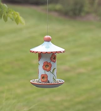 Bird Brain 6192 Poppy Ceramic Bird Feeder Amazon Co Uk Garden
