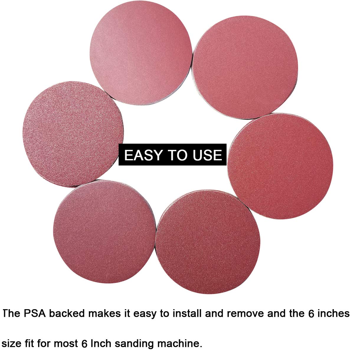 Sackorange 60 PCS 6-Inch NO-Hole PSA Aluminum Oxide Sanding Disc, Self Stick(10 Each of 80 100 120 180 240 400): Industrial & Scientific