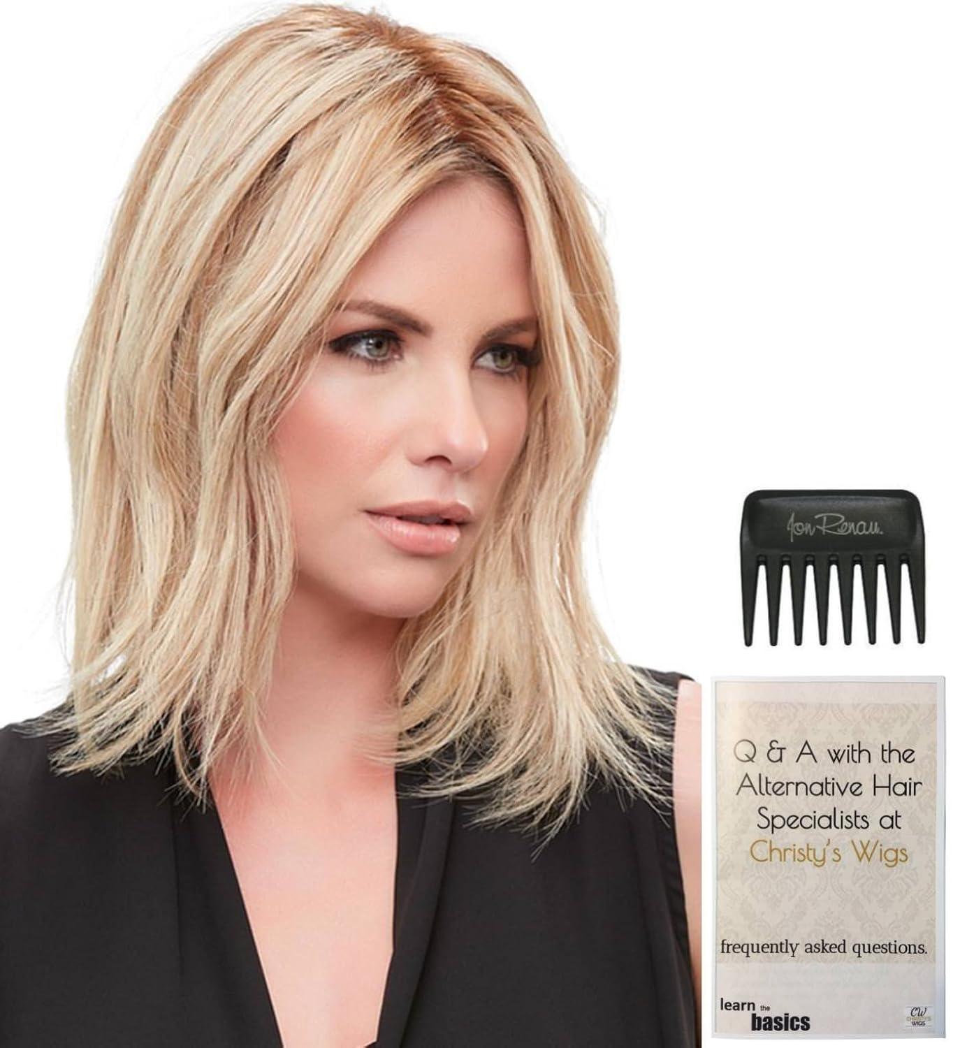 Bundle 3 Items 12" Top Form French Remy Human Hair Topper by Jon Renau, Christy