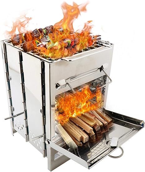 Amazon Co Jp バーベキューコンロ 焚き火台 折りたたみ q 用品 マルチ機能 コンパクト キャンプストーブ アウトドア キャンプ用 ソロ向き ステンレス製 ソロキャンプ 収納袋付き 21cm 15cm 15cm 1 3人用 ホーム キッチン