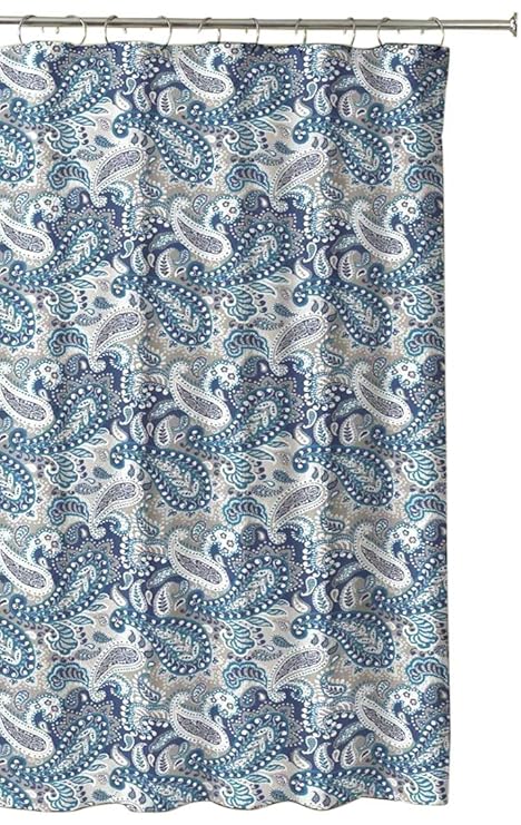 Shower Curtains Bath Gray And White Ikat Design Reversible Fabric