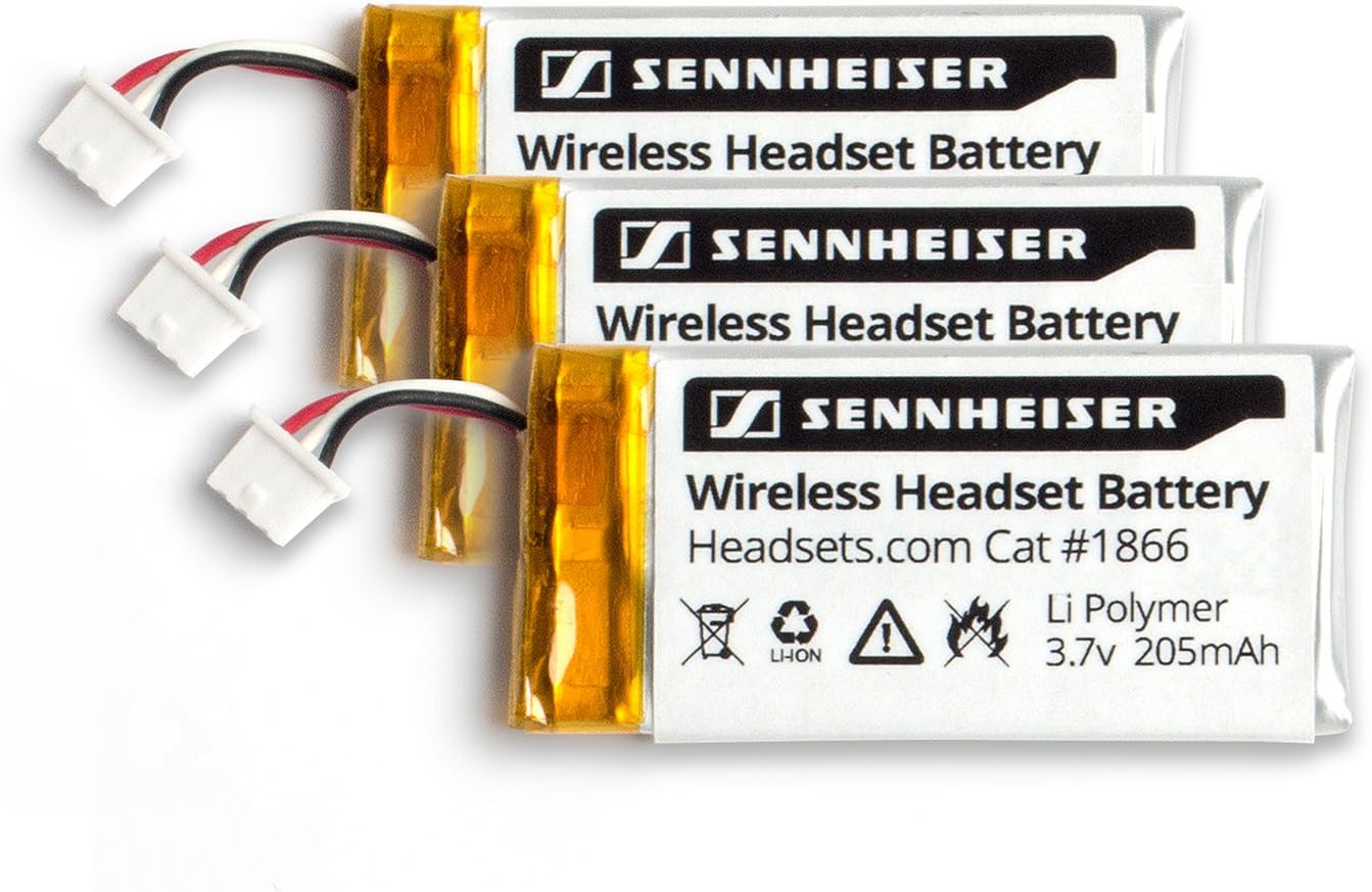 Sennheiser Replacement Rechargeable Battery for OfficeRunner Wireless Headset DW Office DW Pro1 DW Pro2 SD Office SD Pro1 SD Pro2 MB Pro series Li Polymer 205mAh (3 Pack)