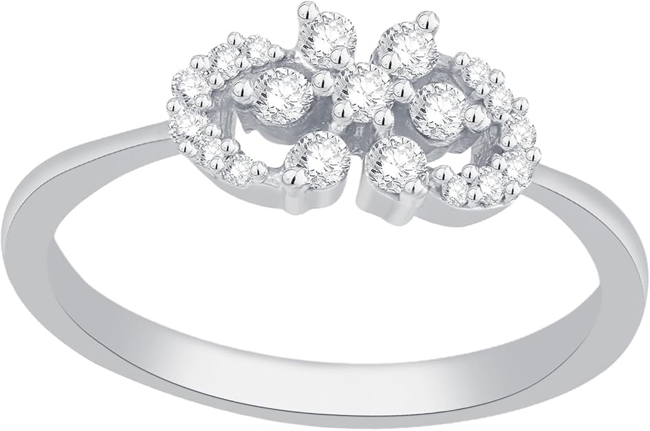 Daily Wear Silver Ring with Diamond for Women's ( 0.194 Ct, VSClarity