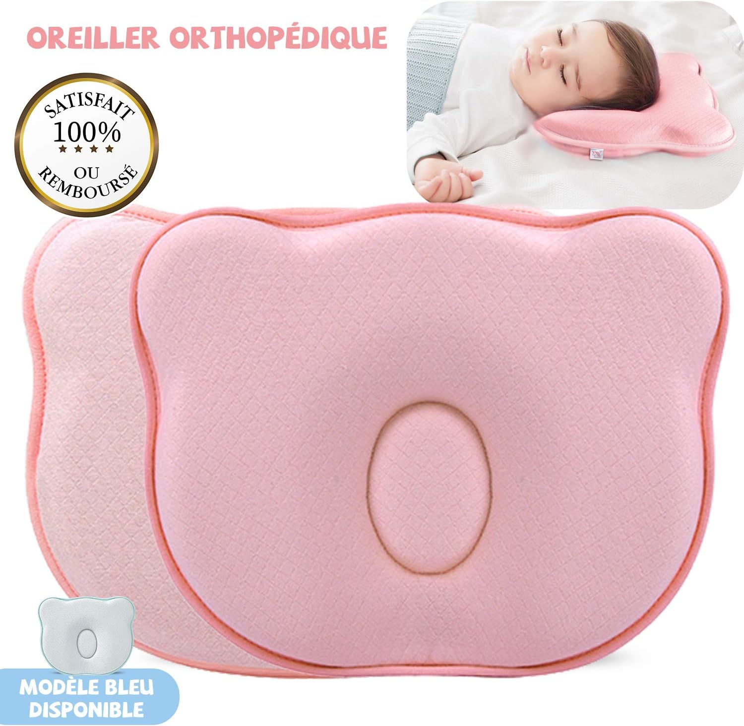 O Coussin Bebe Anti Tete Plate Deux Housses Offertes Bleu Memoire De Forme La Chambre De Bebe Oreillers Et Coussins