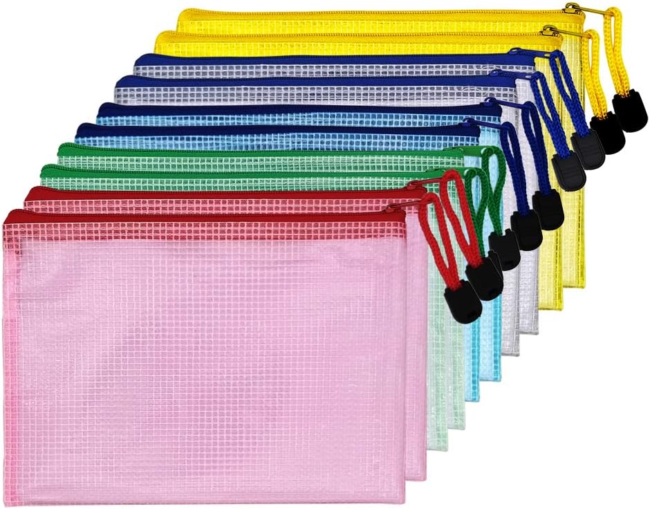 10Pcs Zipper File Bags, AUSTARK Waterproof Zipper Pouch, PVC Document Bag Zipper Folders
