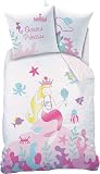 Meerjungfrau Bettwäsche Set 2-tlg. – Bettbezug 155x220 Cm & Kissenbezug 80x80 Cm, Rosa, Mikrofaser
