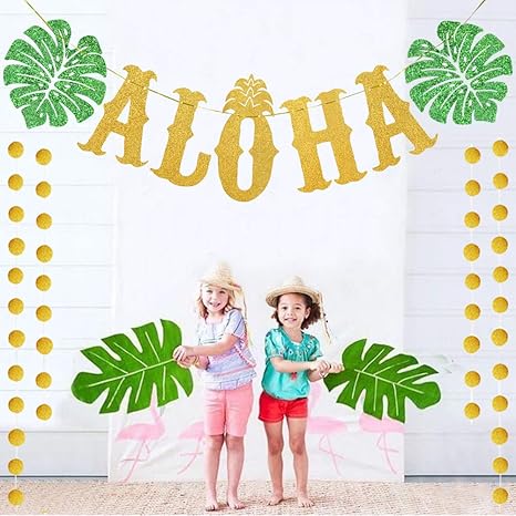 Luau Decorations Party Ideas Aloha Banner Sign With 2 Pcs Circle