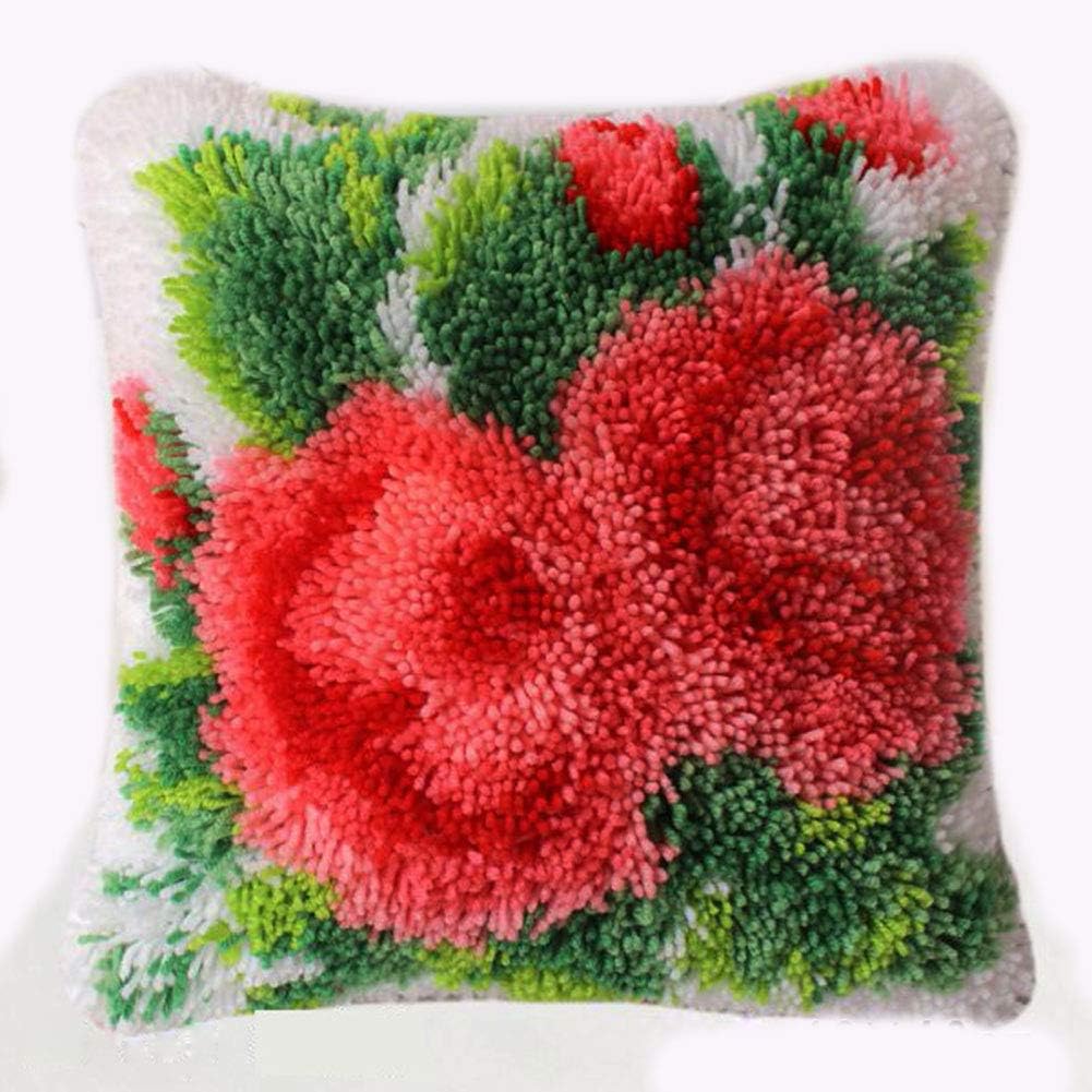 Latch Hook Kits Rug DIY Cushion Carpet Floor Mat Pillow Cover Hand Craft Crochet Flower for Kids Parents Gift