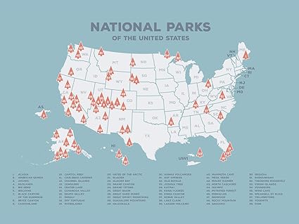 Amazon Com Kindred Sol Collective Usa National Parks Wall Map