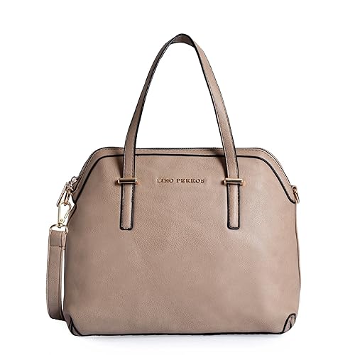 Lino Perros Leatherette Material Beige Colored Hand Bag_LWHB02159BEIGE