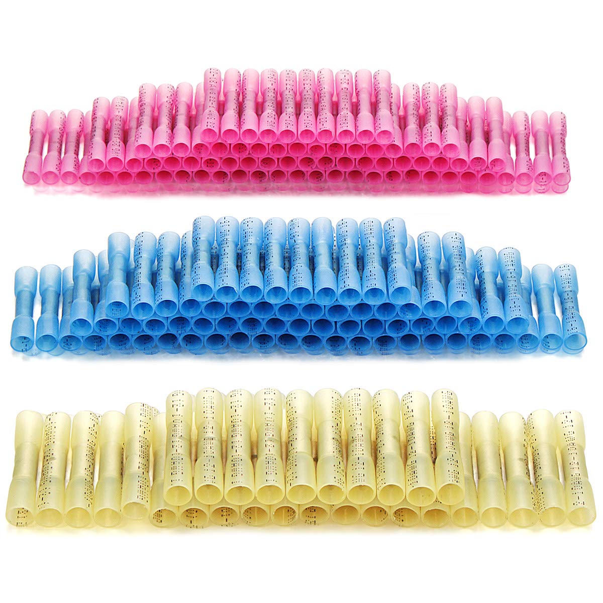 220PCS Heat Shrink Butt Connectors - Sopoby Electrical Connectors - Waterproof Wire Connectors Terminals - Insulated Marine Automotive Copper Connector Kit (3 Colors/3 Sizes)