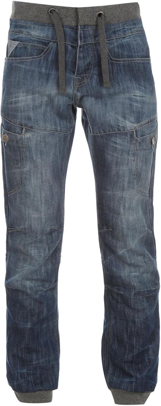 Airwalk Mens Cuffed Jeans Denim Pants Trousers Drawstring Casual Comfort Amazon.co.uk Clothing