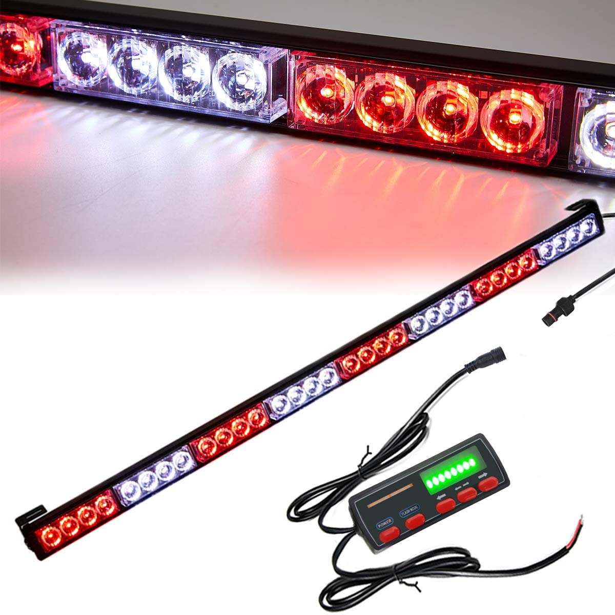 36" Emergency Strobe Warning Light Bar with Display Screen Controller