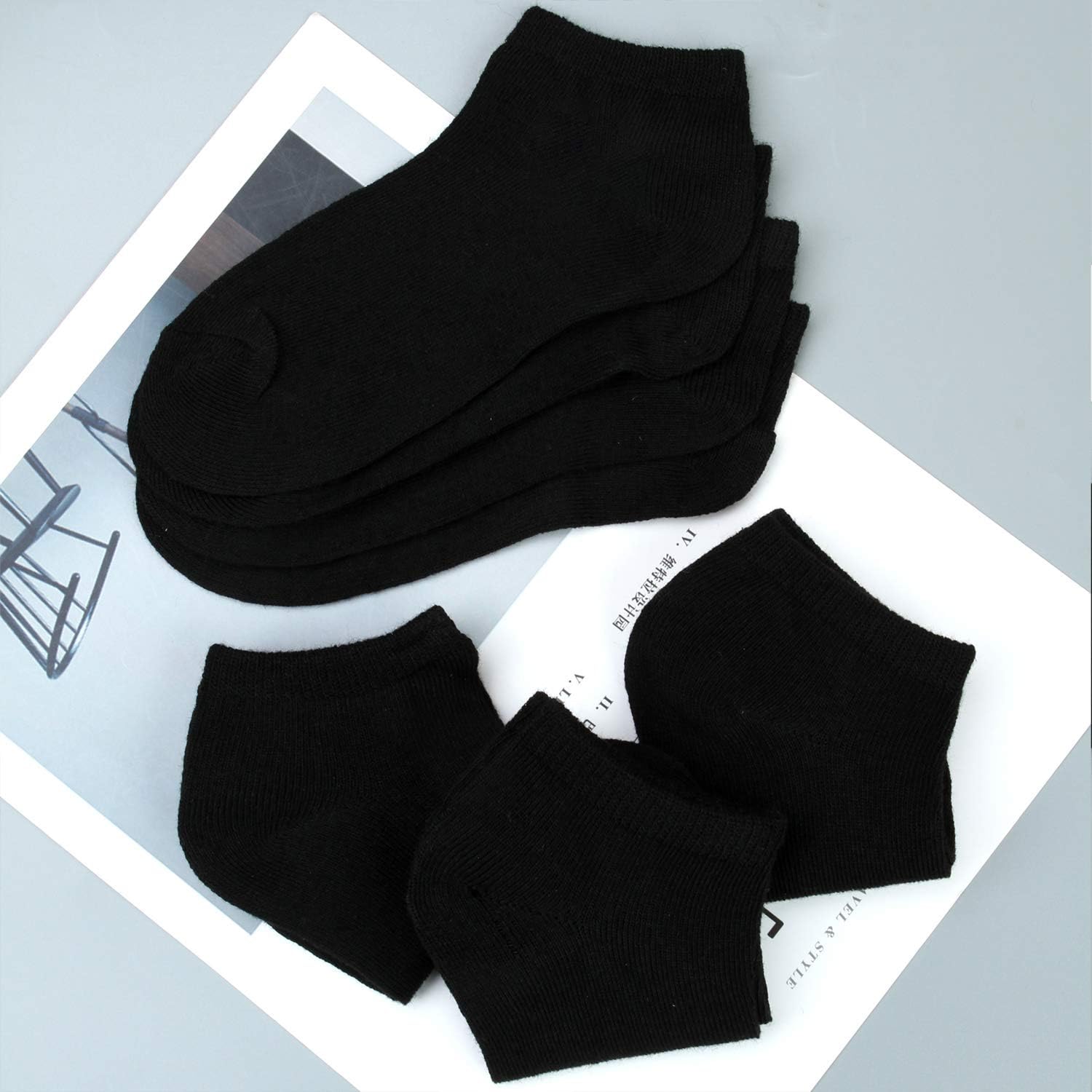 Cooraby 15 Pack Kids' Half Cushion Low Cut Athletic Ankle Socks Boys Girls Ankle Socks: Clothing