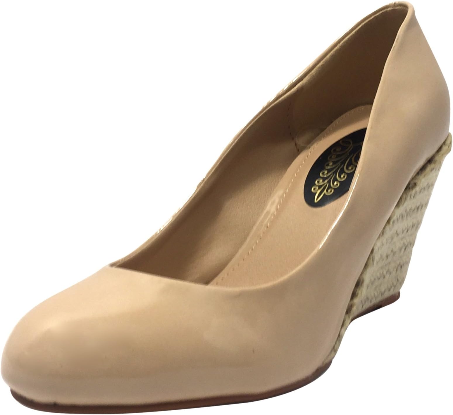 Ladies Womens Slip On Mid Wedge Platform Court Espadrille Closed Toe Summer Occasion Shoe Wedges in Patent or Suede Size 3 4 5 6 7 8 9