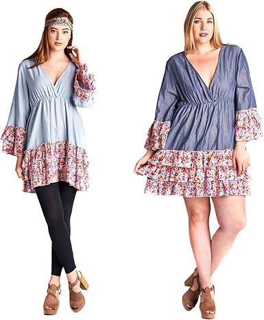 bohemian denim dress