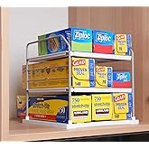 EVERIE Extendable 3-Tier Holder for Heavy Items, Jars, Bottles, Cans, Plastic Bags, Wrap, Foil, Snack and Box for Kitchen,Counter, Cabinets, 11'' to 16.7'' Wide (11“ - 16.7” Wide, Piece, 1)