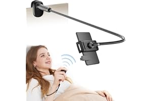 VOLTIFYMAX Gooseneck Kindle Holder with Remote Page Turner for Reading in Bed,Tablet Mount Holder for Desk,Flexible Long Arm for Tablets iPhones Kindle Accessories