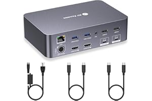 AV Access KVM Switch Dock 2 Monitors 2 Laptops, 4K KVM Switch Dual HDMI Monitor, 2 USB C MST Ports, 60W PD for Each PC, 1G Et