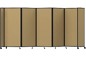 Versare Room Divider 360 Portable Wall Partition | Folding Panels | Large Freestanding Divider | Locking Wheels | Temporary Room Separator